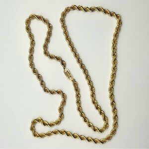 Vintage Christian Dior Gold Tone Rope Chain Necklace 30”